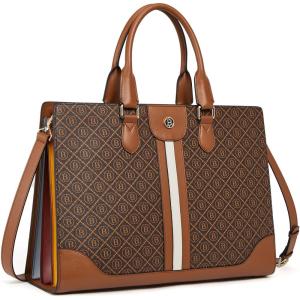 imageBOSTANTEN Leather Laptop Briefcase for Women Shoulder Bag 156 Inch Business Computer Work ToteBcoffee