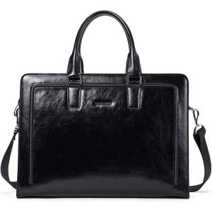 imageBOSTANTEN Women Genuine Leather Briefcase Tote Business Vintage Handbag 156quot Laptop Shoulder Bag BrownAblack