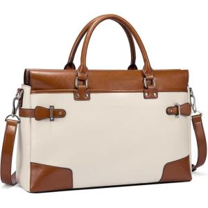 imageBOSTANTEN Womens Briefcase Leather Laptop Bag for Women 156 inch Computer Bag Messenger Business Work ToteApricot