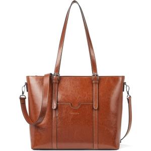 imageBOSTANTEN Womens Leather Laptop Tote Office Shoulder Handbag Vintage Briefcase 156 inch Computer Work PurseAbrown