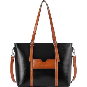 imageBOSTANTEN Womens Leather Laptop Tote Office Shoulder Handbag Vintage Briefcase 156 inch Computer Work PurseDblackbrown
