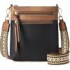 imageBOSTANTEN Crossbody Bags Purses for Women Trendy Soft Leather Shoulder Handbags with Adjustable Strap Zipper PocketBlack With Brown