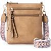 imageBOSTANTEN Crossbody Bags Purses for Women Trendy Soft Leather Shoulder Handbags with Adjustable Strap Zipper PocketCamel Brown