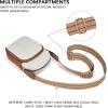 imageBOSTANTEN Small Crossbody Bags for Women Designer Zip Cell Phone Purse Shoulder Handbags Wallet with Card SlotsB02white With Brown