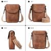 imageBOSTANTEN Small Crossbody Bags for Women Trendy Leather Phone Wallet Purses Handbags Adjustable Guitar StrapA1 Retro Brown