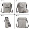imageBOSTANTEN Small Crossbody Bags for Women Trendy Leather Phone Wallet Purses Handbags Adjustable Guitar StrapA6grey