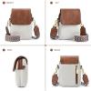 imageBOSTANTEN Small Crossbody Bags for Women Trendy Leather Phone Wallet Purses Handbags Adjustable Guitar StrapD02brown With Beige