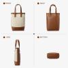 imageBOSTANTEN Small Crossbody Purse for Women Mini Tote Bag Top Handle Shoulder Bag Compact Handbags with Adjustable StrapBbeige With Brown