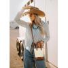 imageBOSTANTEN Small Crossbody Purse for Women Mini Tote Bag Top Handle Shoulder Bag Compact Handbags with Adjustable StrapBbeige With Brown