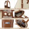 imageBOSTANTEN Small Crossbody Purse for Women Mini Tote Bag Top Handle Shoulder Bag Compact Handbags with Adjustable StrapBbeige With Brown
