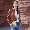 imageBOSTANTEN Vegan Leather Small Crossbody Bags for Women Designer Cell Phone Bag Wallet Purses Adjustable StrapD03apricot With Black