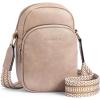imageBOSTANTEN Small Crossbody Bags for Women Designer Zip Cell Phone Purse Shoulder Handbags Wallet with Card SlotsPale Brown