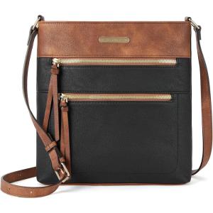 imageBOSTANTEN Crossbody Bags Purses for Women Trendy Soft Leather Shoulder Handbags with Adjustable Strap Zipper PocketA02black With Brown
