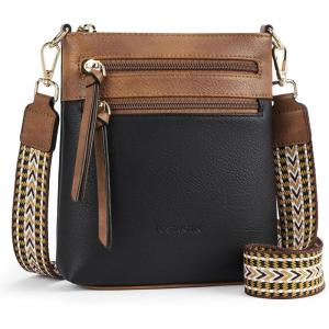 imageBOSTANTEN Crossbody Bags Purses for Women Trendy Soft Leather Shoulder Handbags with Adjustable Strap Zipper PocketBlack With Brown