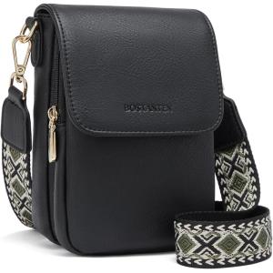 imageBOSTANTEN Small Crossbody Bags for Women Cell Phone Purse Leather Wallet Handbags with Card SlotsA05black