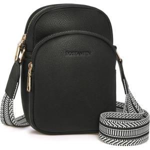 imageBOSTANTEN Small Crossbody Bags for Women Designer Zip Cell Phone Purse Shoulder Handbags Wallet with Card SlotsA01retro Black