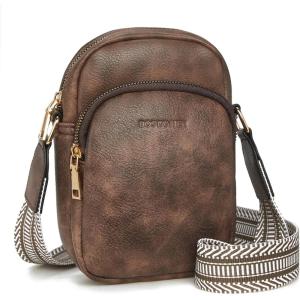 imageBOSTANTEN Small Crossbody Bags for Women Designer Zip Cell Phone Purse Shoulder Handbags Wallet with Card SlotsA03retro Coffee