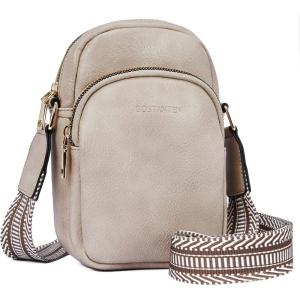 imageBOSTANTEN Small Crossbody Bags for Women Designer Zip Cell Phone Purse Shoulder Handbags Wallet with Card SlotsA04retro Grey