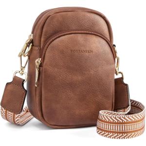 imageBOSTANTEN Small Crossbody Bags for Women Designer Zip Cell Phone Purse Shoulder Handbags Wallet with Card SlotsA05dark Brown