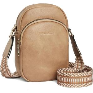 imageBOSTANTEN Small Crossbody Bags for Women Designer Zip Cell Phone Purse Shoulder Handbags Wallet with Card SlotsA07camel Brown