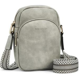 imageBOSTANTEN Small Crossbody Bags for Women Designer Zip Cell Phone Purse Shoulder Handbags Wallet with Card SlotsA09grey