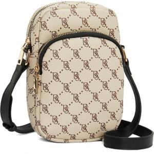 imageBOSTANTEN Small Crossbody Bags for Women Designer Zip Cell Phone Purse Shoulder Handbags Wallet with Card SlotsC01signature Beige