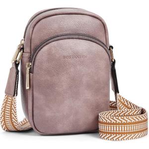 imageBOSTANTEN Small Crossbody Bags for Women Designer Zip Cell Phone Purse Shoulder Handbags Wallet with Card SlotsPurple