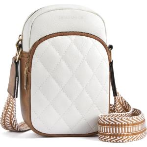 imageBOSTANTEN Small Crossbody Bags for Women Designer Zip Cell Phone Purse Shoulder Handbags Wallet with Card SlotsQuilted White
