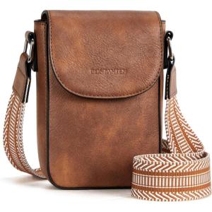 imageBOSTANTEN Small Crossbody Bags for Women Trendy Leather Phone Wallet Purses Handbags Adjustable Guitar StrapA1 Retro Brown
