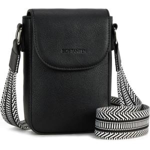 imageBOSTANTEN Small Crossbody Bags for Women Trendy Leather Phone Wallet Purses Handbags Adjustable Guitar StrapA2classic Black