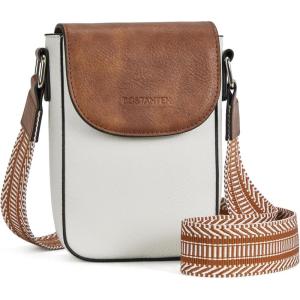 imageBOSTANTEN Small Crossbody Bags for Women Trendy Leather Phone Wallet Purses Handbags Adjustable Guitar StrapA3beige Brown