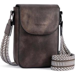 imageBOSTANTEN Small Crossbody Bags for Women Trendy Leather Phone Wallet Purses Handbags Adjustable Guitar StrapA5coffee
