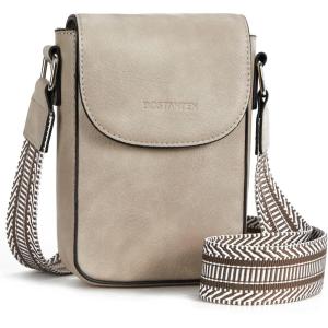 imageBOSTANTEN Small Crossbody Bags for Women Trendy Leather Phone Wallet Purses Handbags Adjustable Guitar StrapA5retro Grey