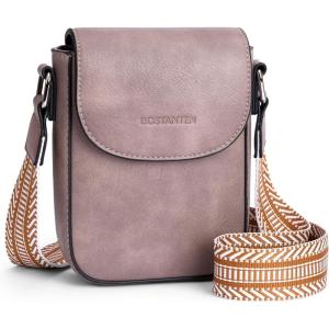 imageBOSTANTEN Small Crossbody Bags for Women Trendy Leather Phone Wallet Purses Handbags Adjustable Guitar StrapA7dark Purple