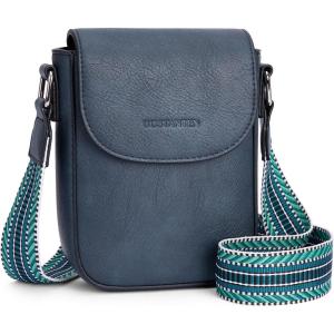 imageBOSTANTEN Small Crossbody Bags for Women Trendy Leather Phone Wallet Purses Handbags Adjustable Guitar StrapA9navy Blue