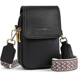imageBOSTANTEN Small Crossbody Bags for Women Trendy Leather Phone Wallet Purses Handbags Adjustable Guitar StrapD03black