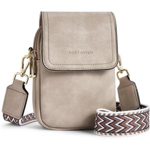 imageBOSTANTEN Small Crossbody Bags for Women Trendy Leather Phone Wallet Purses Handbags Adjustable Guitar StrapD04grey