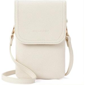 imageBOSTANTEN Vegan Leather Small Crossbody Bags for Women Designer Cell Phone Bag Wallet Purses Adjustable StrapB01pebble Beigewhite