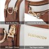 imageBOSTANTEN Crossbody Bags for Women Vegan Leather Purses Quilted Shoulder Handbags with Adjustable Shoulder StrapZ02beige With Brown