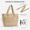 imageBOSTANTEN Puffer Tote Bags for Women Quilted Travel Tote Bag with Trolley Sleeve Large Laptop Nurse with Zipper for WorkKhaki