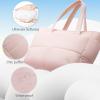 imageBOSTANTEN Puffer Tote Bags for Women Quilted Travel Tote Bag with Trolley Sleeve Large Laptop Nurse with Zipper for WorkPink