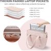 imageBOSTANTEN Puffer Tote Bags for Women Quilted Travel Tote Bag with Trolley Sleeve Large Laptop Nurse with Zipper for WorkPink