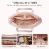 imageBOSTANTEN Puffer Tote Bags for Women Quilted Travel Tote Bag with Trolley Sleeve Large Laptop Nurse with Zipper for WorkPink