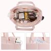 imageBOSTANTEN Puffer Tote Bags for Women Quilted Travel Tote Bag with Trolley Sleeve Large Laptop Nurse with Zipper for WorkPink