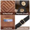 imageBOSTANTEN Small Crossbody Purses for Women Cell Phone Bag Quilted Shoulder Handbags with Detachable StrapBlack With Brown With Beige