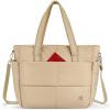 imageBOSTANTEN Puffer Tote Bags for Women Quilted Travel Tote Bag with Trolley Sleeve Large Laptop Nurse with Zipper for WorkKhaki