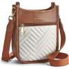 imageBOSTANTEN Small Crossbody Purses for Women Cell Phone Bag Quilted Shoulder Handbags with Detachable StrapBeige With Brown