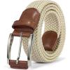 imageBOSTANTEN Stretch Belts for Men Braided Woven Belts Men 1 38quot Gift for Golf Pants Casual Shorts Jeans002khaki