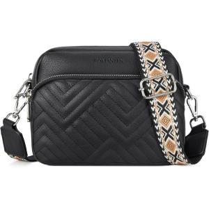 imageBOSTANTEN Crossbody Bags for Women Vegan Leather Purses Quilted Shoulder Handbags with Adjustable Shoulder StrapA01black