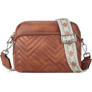 imageBOSTANTEN Crossbody Bags for Women Vegan Leather Purses Quilted Shoulder Handbags with Adjustable Shoulder StrapA01brown